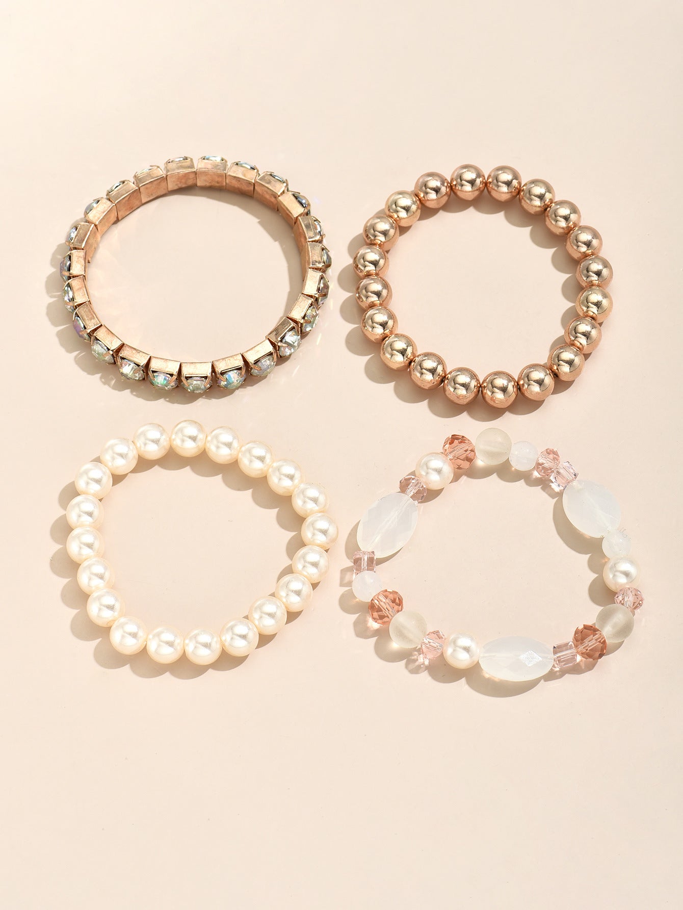 Wholesale Rhinestone Pearl Multi-layered Bracelet 4 Piece Set
